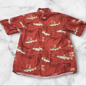 Men's Casual Fishing Short Sleeve Button Down Shirt Size Large (L) D52